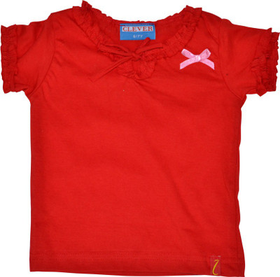 clever Casual Cotton Blend Top(Red, Pack of 1)