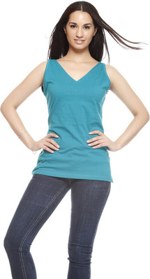 

Gritstones Casual Sleeveless Solid Women's Light Blue Top, Turquose