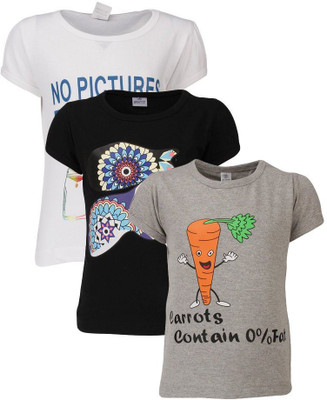 

Gkidz Casual Cotton Top(Multicolor, Pack of 3, Black