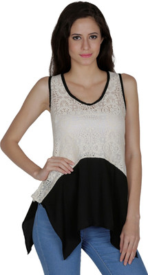 MAYRA Party Sleeveless Solid Women White Top