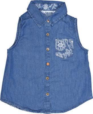 

Coffee Bean Casual Cotton Top(Blue, Pack of 1