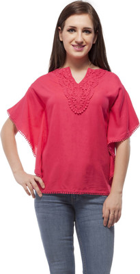 

Peptrends Casual Bell Sleeve Embroidered Women' Pink Top