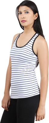 

Wazeer Casual Sleeveless Striped Women's White Top(Size: S)