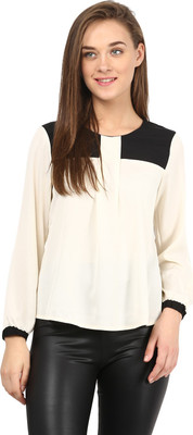 

Citrine Formal Full Sleeve Solid Women's Beige, Black Top, Black;cream