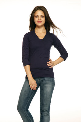 

Gritstones Casual 3/4th Sleeve Solid Women's Dark Blue Top, Navy
