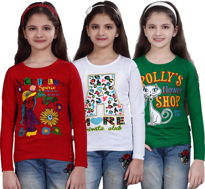 

Sini Mini Girls Casual Cotton Top(Multicolor, Pack of 3