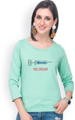 CAMPUS SUTRA Casual 3/4 Sleeve Printed Women Green Top