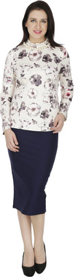 

Svt Ada Collections Casual Full Sleeve Floral Print Women's White Top, Off white