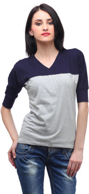 Cation Casual Short Sleeve Solid Women Grey Top Cation Casual Short Sleeve Solid Women Grey Top