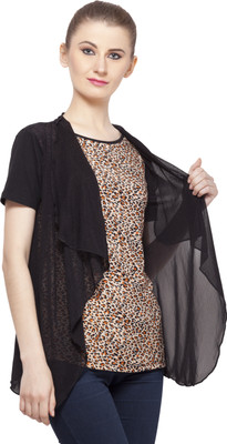 

Peptrends Casual Short Sleeve Printed Women's Brown Top