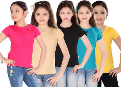 52% OFF on Sini Mini Casual Cotton Top(Multicolor, Pack of 5)