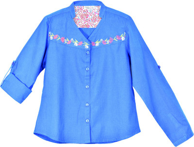

Caca Cina Girls Casual Cotton Top(Blue, Pack of 1)