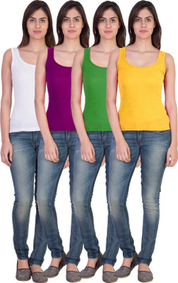 17.Hills Casual Sleeveless Solid Women Multicolor Top