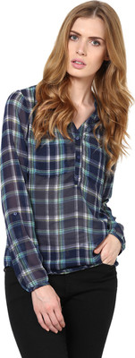 HARPA Casual Full Sleeve Striped Women Blue Top