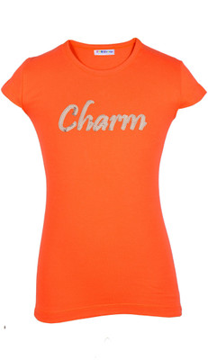 

Lil Orchids Girls Casual Cotton Top(Orange, Pack of 1, Coral