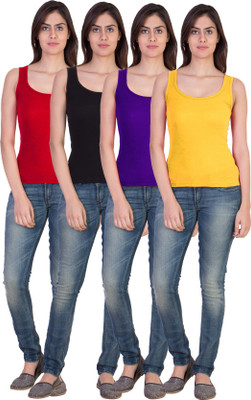 17.Hills Casual Sleeveless Solid Women Multicolor Top