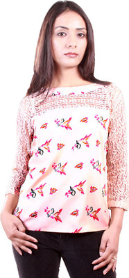 

AR2 Party 3/4th Sleeve Printed Women's Pink Top, Peach
