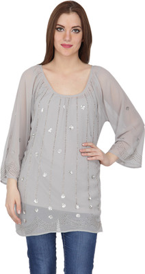 KAAYA Casual Full Sleeve Solid Women Grey Top