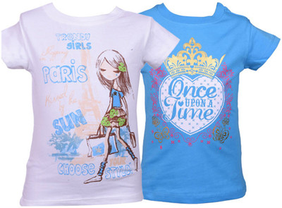 

Gkidz Girls Casual Cotton Top(White, Pack of 2, White & blue