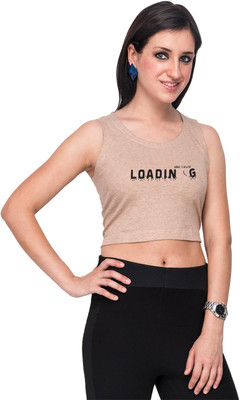 

Campus Sutra Casual Sleeveless Printed Women's Brown Top