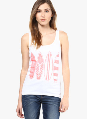 

Vero Moda Casual Sleeveless Printed Women's White Top, Fiery coral
