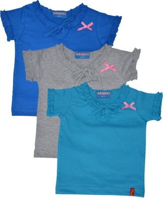 clever Baby Girls Casual Cotton Blend Top(Blue, Pack of 3)