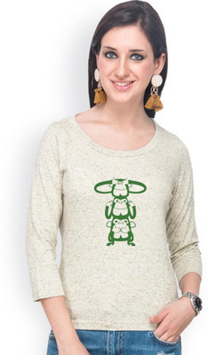 

Campus Sutra Casual 3/4th Sleeve Printed Women's Beige Top, Cre8me