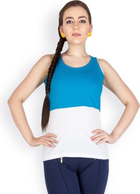 CAMPUS SUTRA Casual Sleeveless Solid Women Blue Top