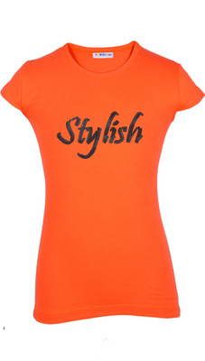

Lil Orchids Girls Casual Cotton Top(Orange, Pack of 1, Coral