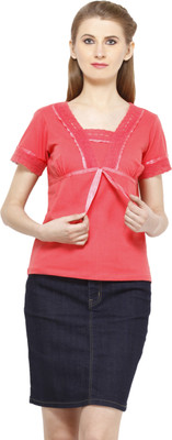 

Peptrends Casual Short Sleeve Solid Women's Pink Top