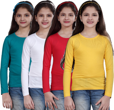 Sini Mini Casual Cotton Top(Multicolor, Pack of 4