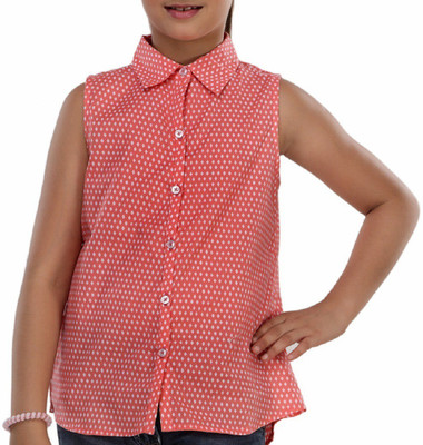 

Trmpi Girls Casual Cotton Top(Red, Peach
