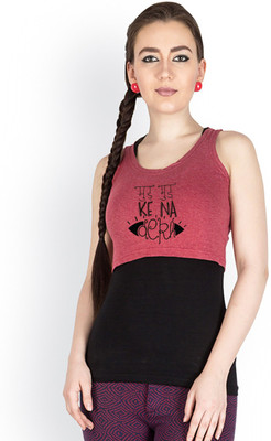 

Campus Sutra Casual Sleeveless Printed Women's Maroon Top