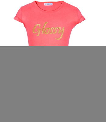 Lil Orchids Girls Casual Cotton Top(Pink, Pack of 1, Blossom berry