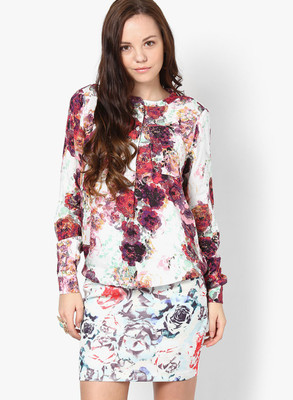 

Only Casual Full Sleeve Floral Print Women's Maroon, White Top, White swan