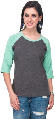 CAMPUS SUTRA Casual 3/4 Sleeve Solid Women Grey, Light Green Top