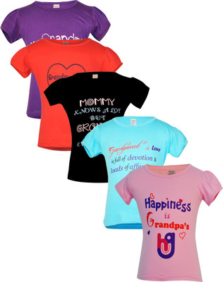 

Gkidz Casual Cotton Top(Multicolor, Pack of 5, Black