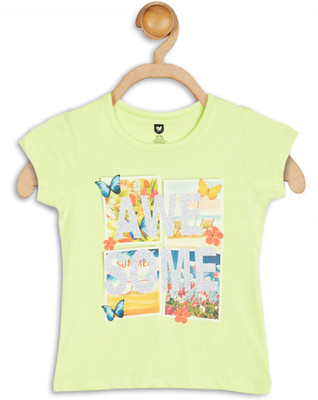 

612 League Girls Casual Cotton Top(Green, Pack of 1, Lime green