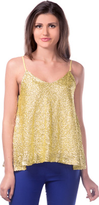 

Miss Chase Party Sleeveless Embellished Women's Gold Top