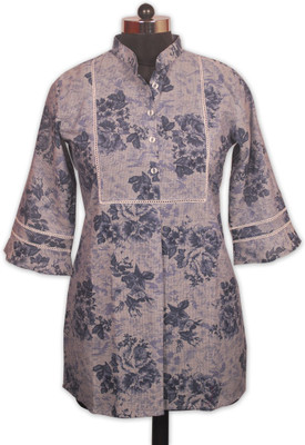 

Indian Rain Casual 3/4th Sleeve Floral Print Women's Blue Top