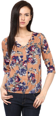HARPA Casual 3/4 Sleeve Printed Women Green Top