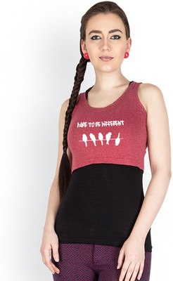 

Campus Sutra Casual Sleeveless Printed Women's Maroon Top