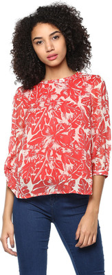 HARPA Casual 3/4 Sleeve Printed Women Red Top