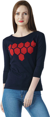 

Kalt Casual 3/4th Sleeve Self Design Women's Multicolor Top
