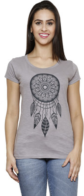 

Espresso Casual Short Sleeve Printed Women's Grey Top