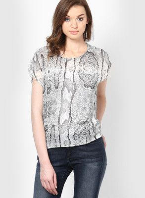 

Vero Moda Casual Short Sleeve Printed Women's Black Top, Snow white