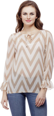 

Mask Lifestyle Casual 3/4th Sleeve Striped Women's Multicolor Top