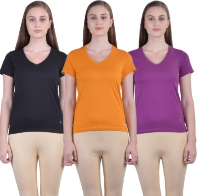 Dollar Missy Casual Short Sleeve Solid Women Purple, Gold, Black Top