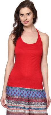 Trend18 Casual Sleeveless Solid Women Red Top