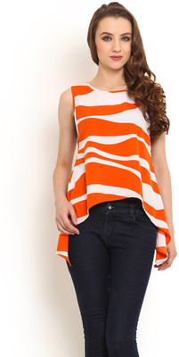 

Trend Arrest Casual Sleeveless Printed Women's Orange Top